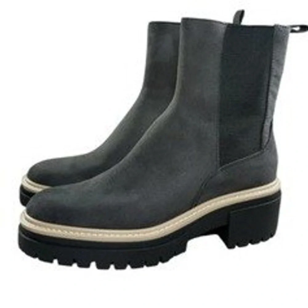 Open Edit Chunky Platform‎ Mya Lug Sole Women's Size 7.5 Chelsea Suede Boots